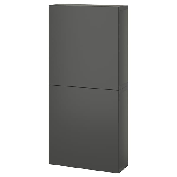 BESTÅ wall cabinet with 2 doors, dark grey/Lappviken dark grey, 60x22x128 cm