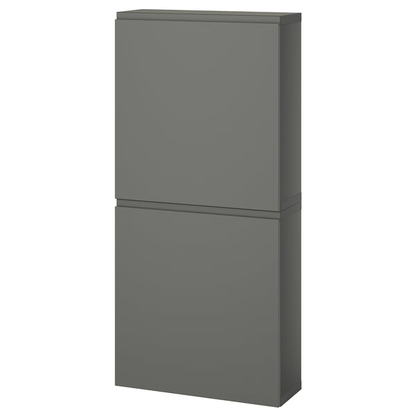 BESTÅ wall cabinet with 2 doors, dark grey/Västerviken dark grey, 60x22x128 cm