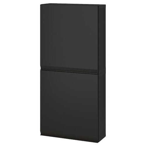BESTÅ wall cabinet with 2 doors, black-brown/Hammarsmed anthracite, 60x22x128 cm