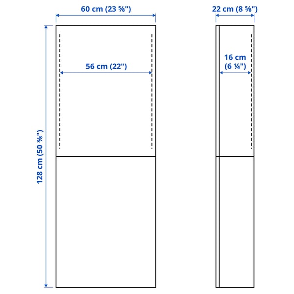 BESTÅ wall cabinet with 2 doors, black-brown/Hjortviken brown, 60x22x128 cm