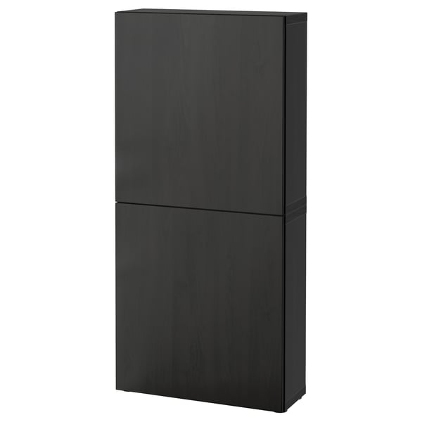 BESTÅ - BESTÅ Wall cabinet with 2 doors, black-brown/Lappviken black-brown, 60x22x128 cm