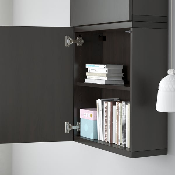 BESTÅ - BESTÅ Wall cabinet with 2 doors, black-brown/Lappviken black-brown, 60x22x128 cm
