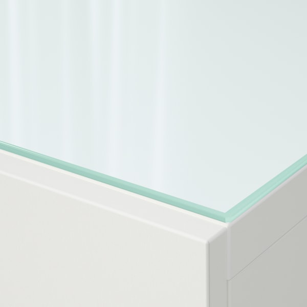 BESTÅ - Top panel, glass white/light green, 120x40 cm