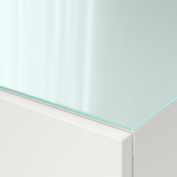 Ikea BESTÅ - Top panel, glass white/light green, 120x40 cm