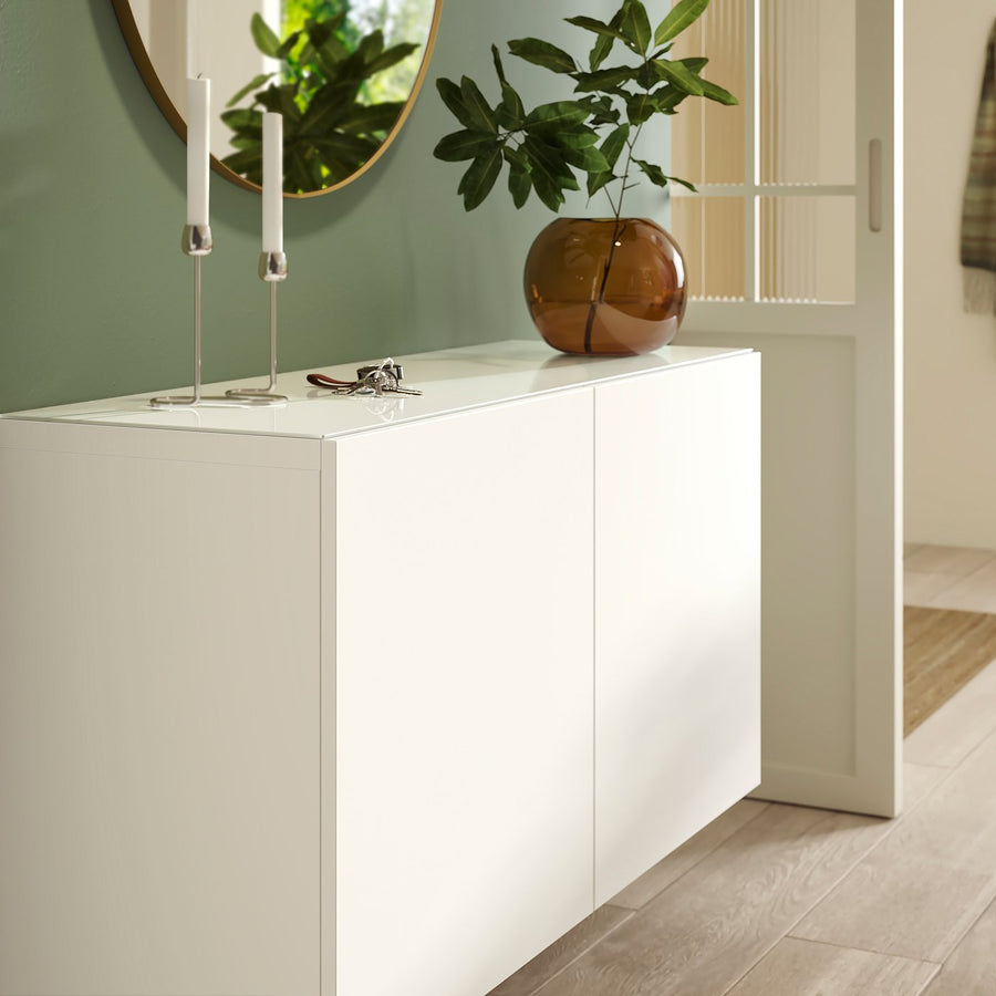 BESTÅ top panel, glass/white, 120 cm