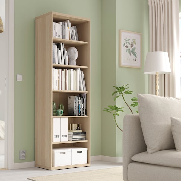 BESTÅ - Shelving unit, with 5 shelves/white stained oak effect, 60x40x193 cm