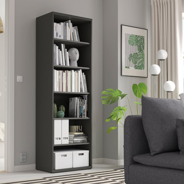 BESTÅ - Shelving unit, with 5 shelves/dark grey, 60x40x193 cm