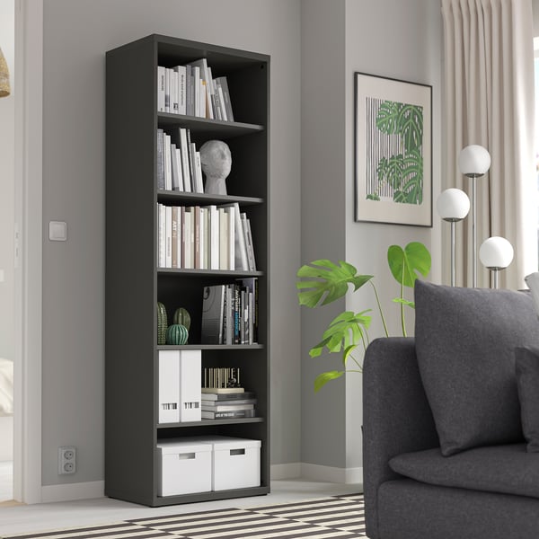BESTÅ shelving unit, with 5 shelves/dark grey, 60x40x193 cm