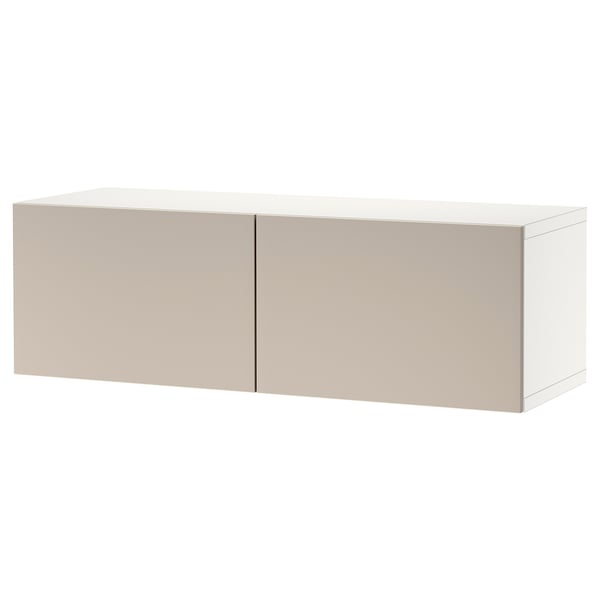 BESTÅ - BESTÅ Shelf unit with doors, white/Lappviken light grey/beige, 120x42x38 cm