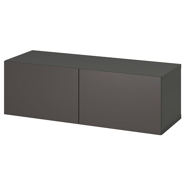 Ikea BESTÅ - Shelf unit with doors, dark grey/Lappviken dark grey, 120x42x38 cm