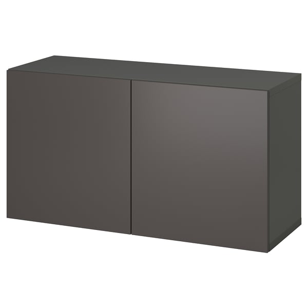 BESTÅ shelf unit with doors, dark grey/Lappviken dark grey, 120x42x64 cm