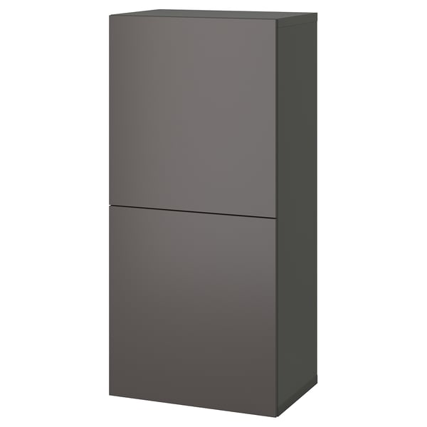BESTÅ - BESTÅ Shelf unit with doors, dark grey/Lappviken dark grey, 60x42x129 cm