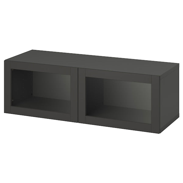 BESTÅ - Shelf unit with doors, dark grey/Sindvik dark grey, 120x42x38 cm