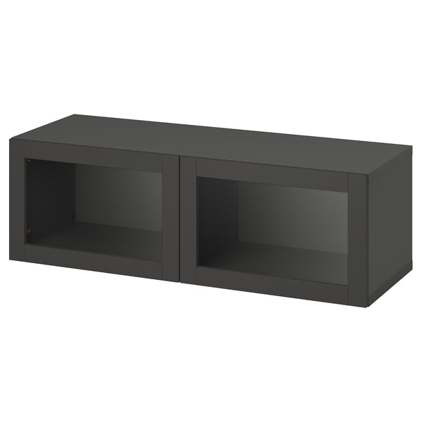 BESTÅ - BESTÅ Shelf unit with doors, dark grey/Sindvik dark grey, 120x42x38 cm