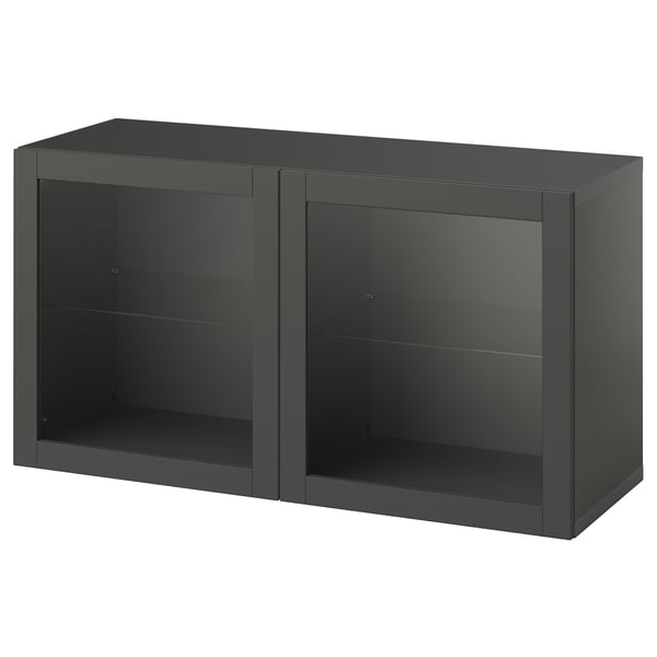 BESTÅ - BESTÅ Shelf unit with doors, dark grey/Sindvik dark grey, 120x42x64 cm