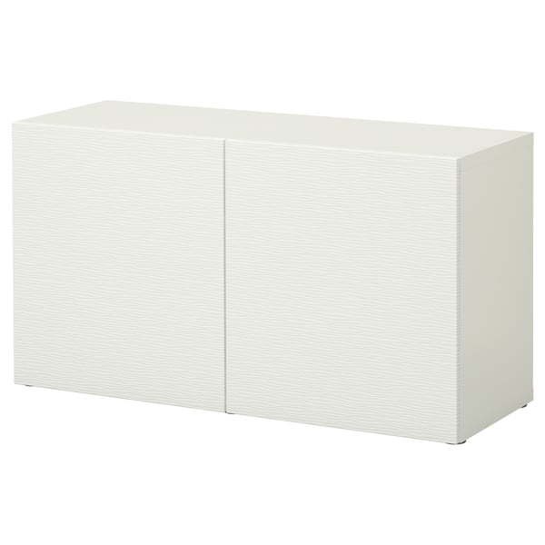 BESTÅ shelf unit with doors, Laxviken white, 120x42x64 cm