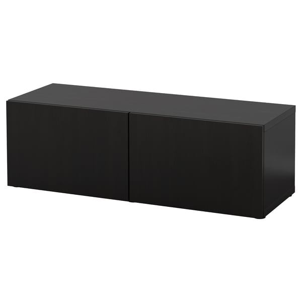 BESTÅ shelf unit with doors, black-brown/Lappviken black-brown, 120x42x38 cm