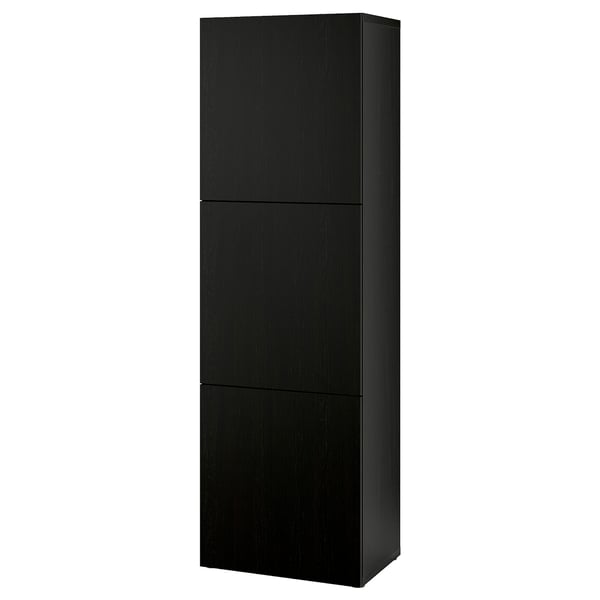 BESTÅ shelf unit with doors, black-brown/Lappviken black-brown, 60x42x193 cm