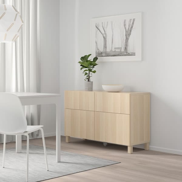 Ikea BESTÅ - Frame, white stained oak effect, 120x40x64 cm