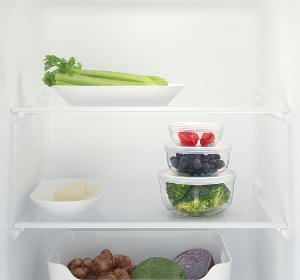 BESTÄMMA food container with lid, set of 3, glass, 3 pack