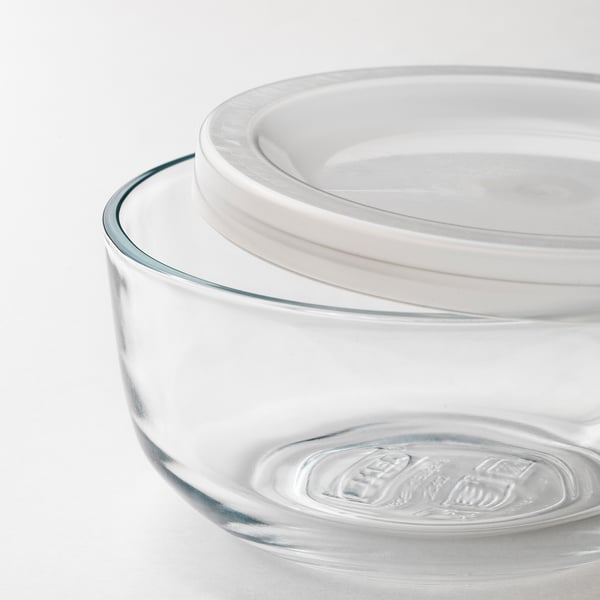BESTÄMMA food container with lid, set of 3, glass, 3 pack