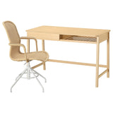 BETESHÄST / STIGBYGEL desk and chair, bamboo beige/white