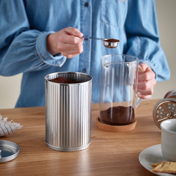 BETTHAJ tin with lid, for coffee/tea/silver-colour, 1.3 l