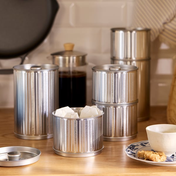 BETTHAJ container with lid, for coffee/tea/silver color, 0.6 l
