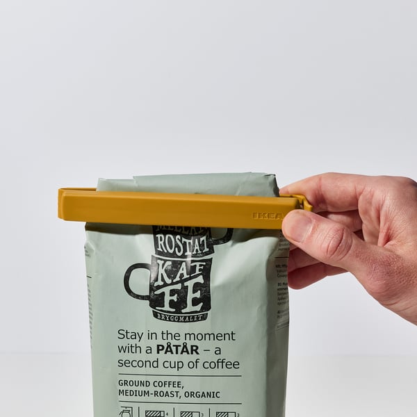 BEVARA sealing clip, anthracite/dark yellow, 6 pack