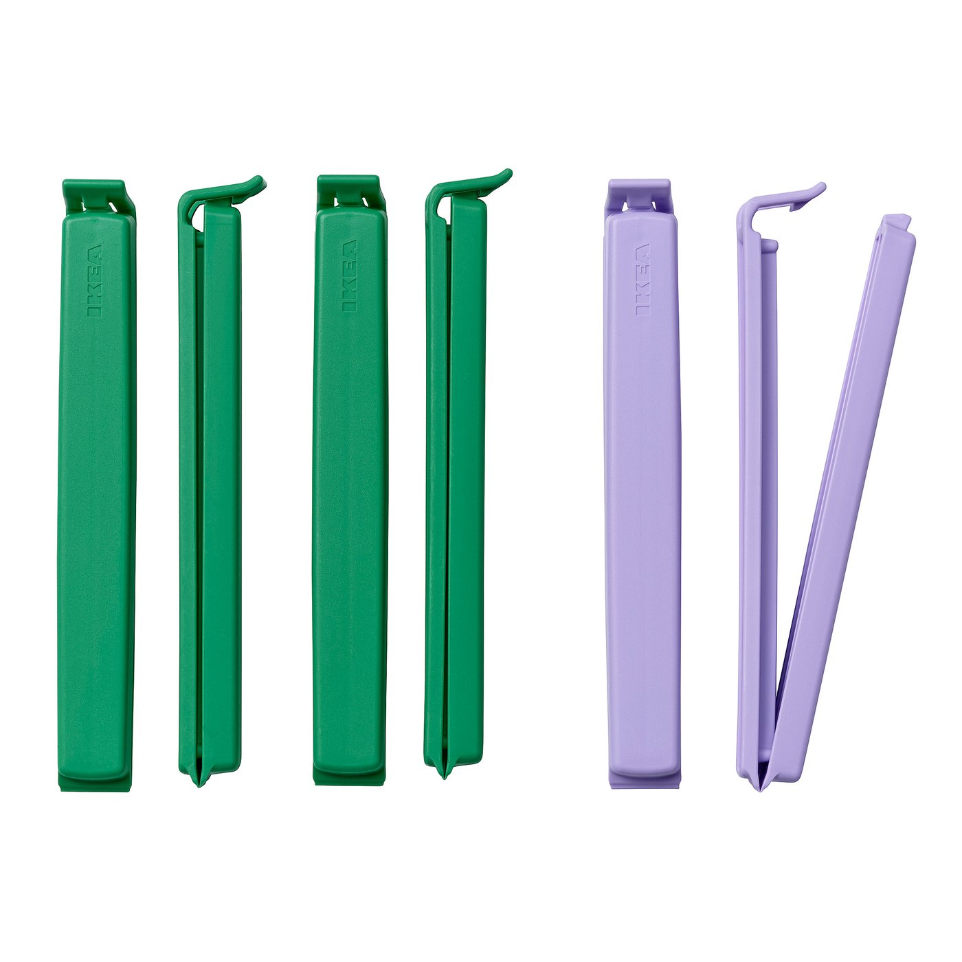 BEVARA sealing clip, green/lilac, 6 pack