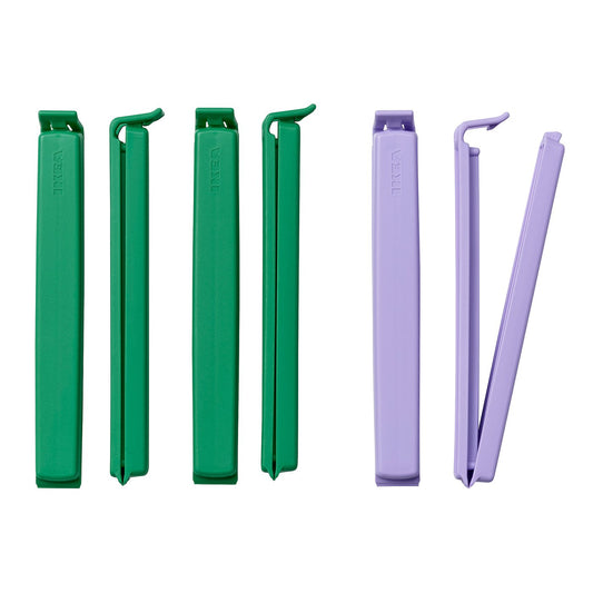 BEVARA sealing clip, green/lilac, 6 pack