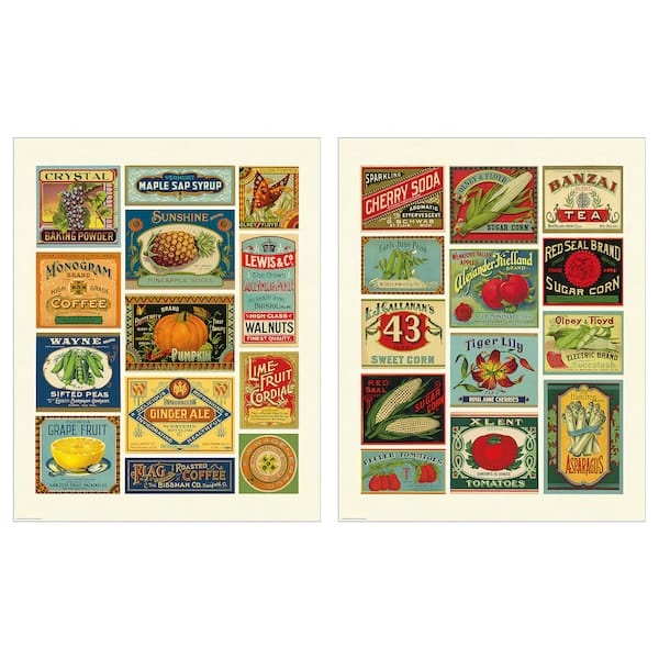 Ikea BILD - Poster, vintage food labels collage, 40x50 cm
