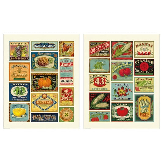Ikea BILD - Poster, vintage food labels collage, 40x50 cm