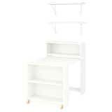 BILLY / BERGSHULT bookcase comb w foldable table, white, 80x106 cm