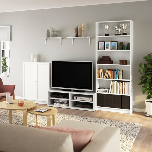 BILLY / BESTÅ - BILLY / BESTÅ TV storage combination, white, 280x40x202 cm