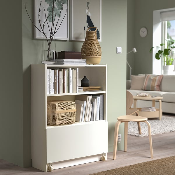 BILLY drawer, white/with castors, 80x28x43 cm