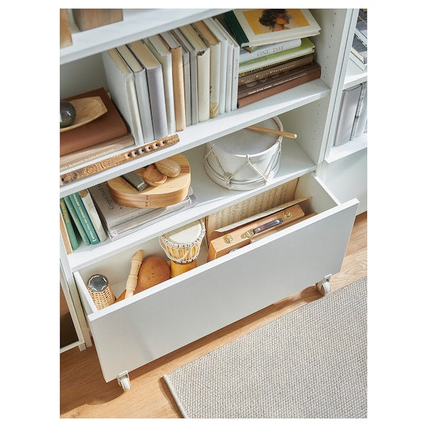 BILLY - Drawer, white/with castors, 80x28x43 cm