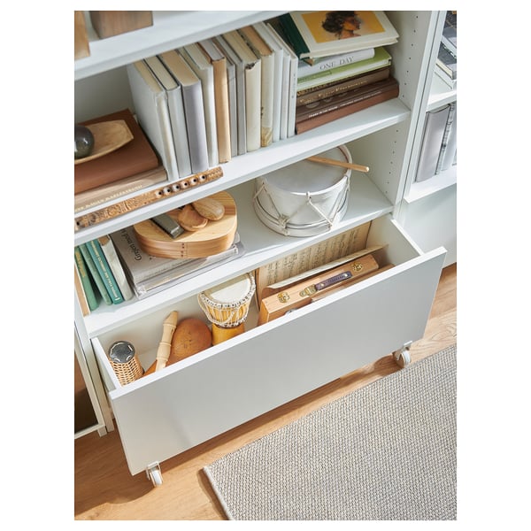 BILLY - BILLY Drawer, white/with castors, 80x28x43 cm