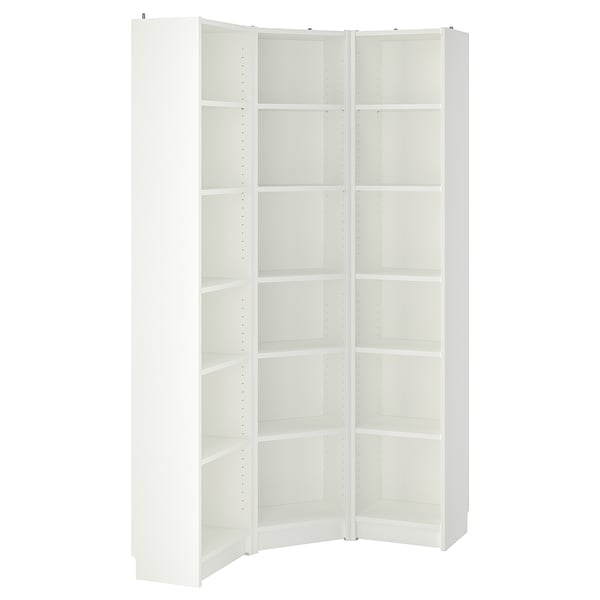 BILLY bookcase combination/crnr solution, white, 95/95x28x202 cm