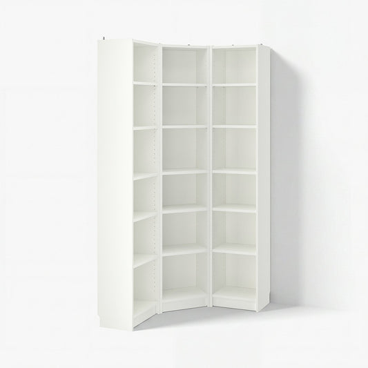 BILLY bookcase combination/crnr solution, white, 95/95x28x202 cm