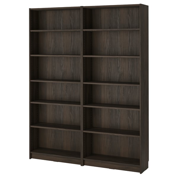 BILLY bookcase combination, dark brown oak effect, 160x28x202 cm