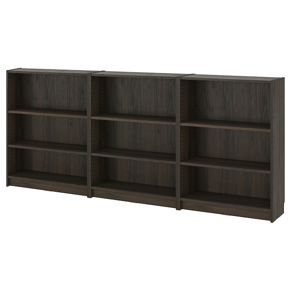 BILLY - Bookcase combination, dark brown oak effect,240x28x106 cm