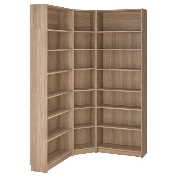 BILLY - BILLY Bookcase corner comb w ext units, oak effect, 136/136x28x237 cm