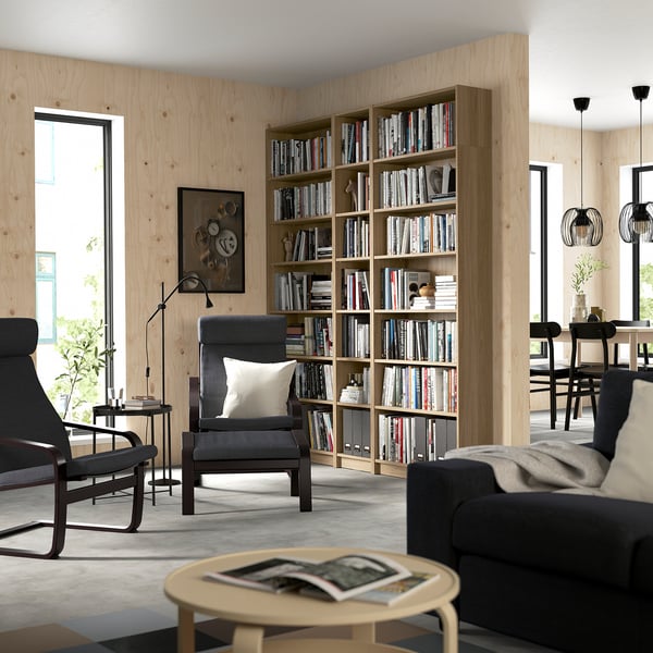 BILLY bookcase comb with extension units, oak effect, 200x28x237 cm