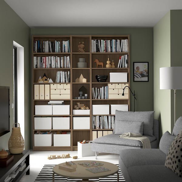 BILLY bookcase comb with extension units, oak effect, 200x28x237 cm