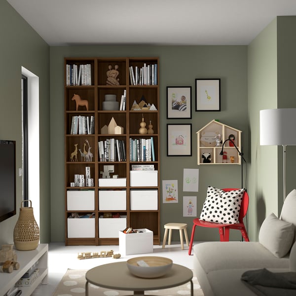 BILLY - BILLY Bookcase comb with extension units, brown walnut effect, 120x28x237 cm