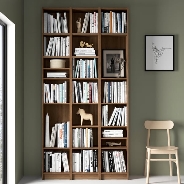 BILLY bookcase comb with extension units, brown walnut effect, 120x28x237 cm
