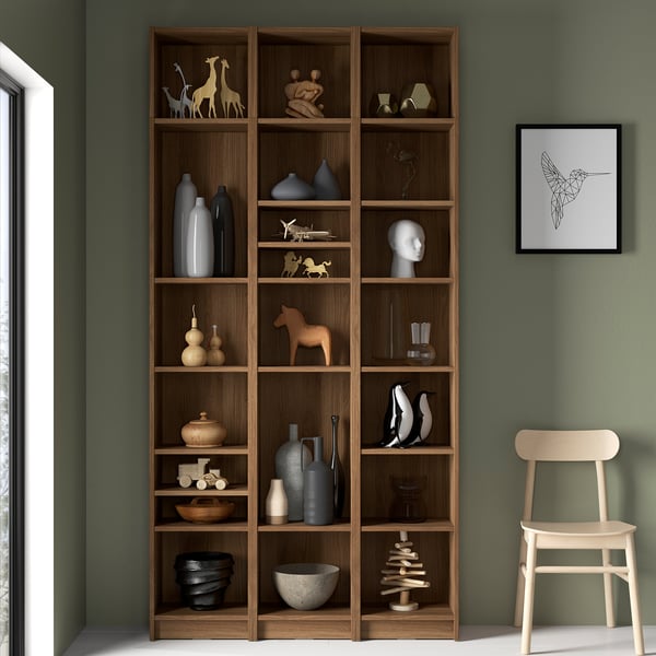 BILLY - BILLY Bookcase comb with extension units, brown walnut effect, 120x28x237 cm