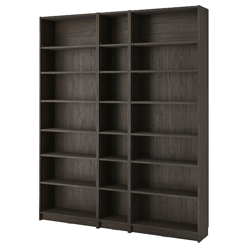 BILLY - Bookcase/elem supplement combination, dark brown oak effect,200x28x237 cm