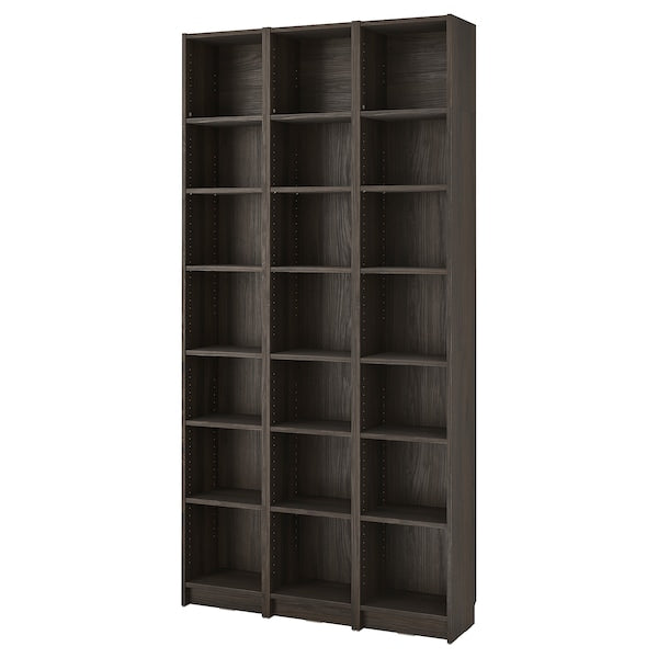 BILLY - Bookcase/elem supplement combination, dark brown oak effect,120x28x237 cm